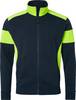 223 Felpa con zip integrale, unisex, blu navy/giallo fluorescente, 3XL