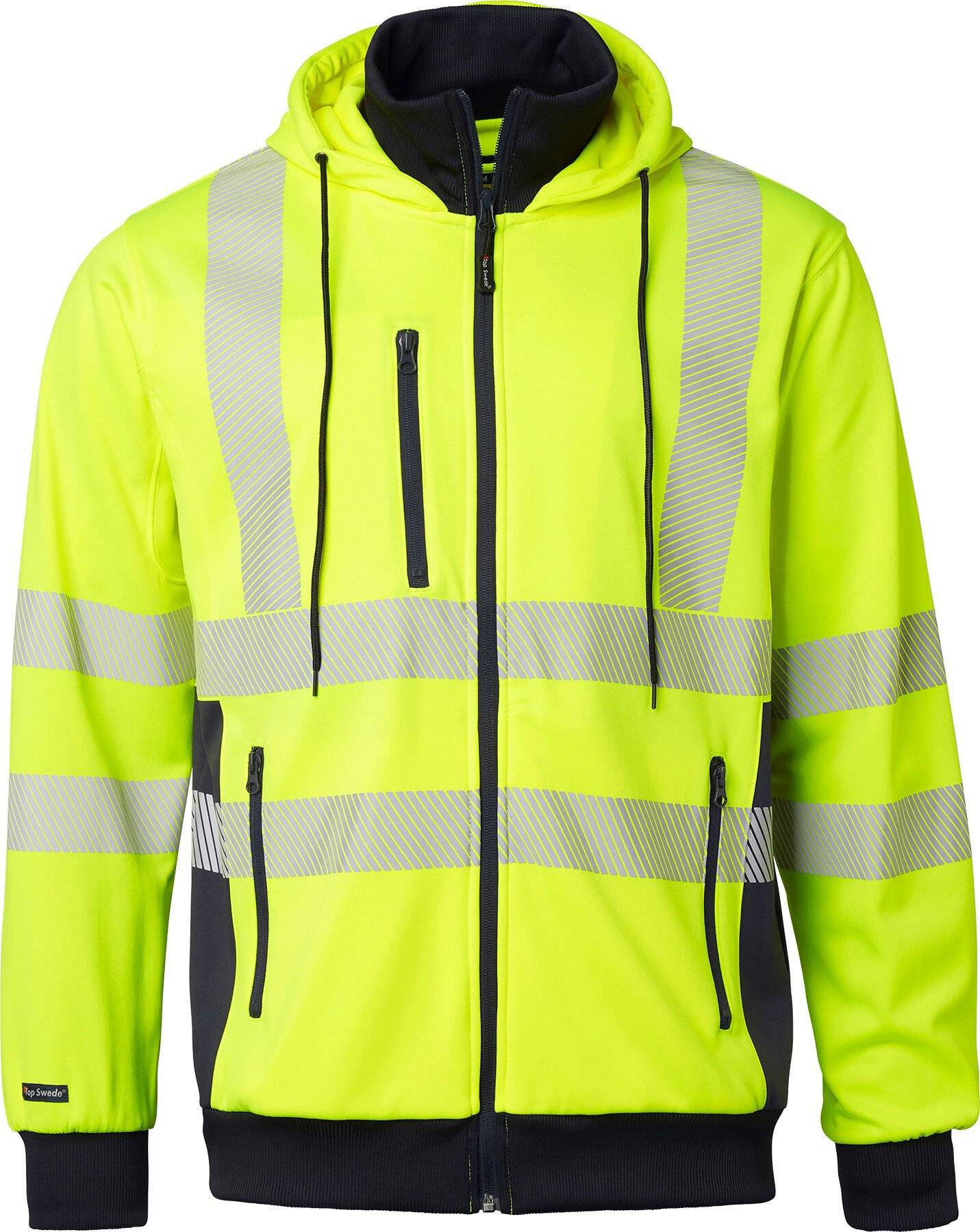 1729 Felpa con zip integrale, Unisex, Giallo fluorescente/Blu marino, XS-0