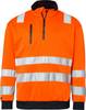136 Felpa mezza zip, Unisex, Arancione fluorescente/blu scuro, 3XL