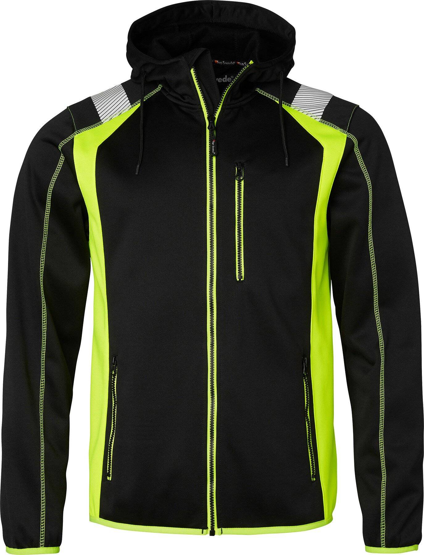 276 Felpa con zip intera, Unisex, Nero/Giallo fluorescente, XL-0