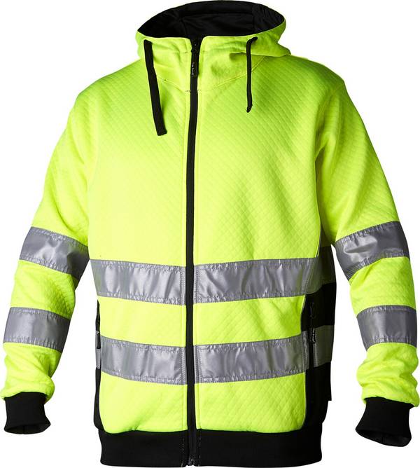 133 Felpa con zip integrale, Unisex, giallo fluorescente/nero, XXL
