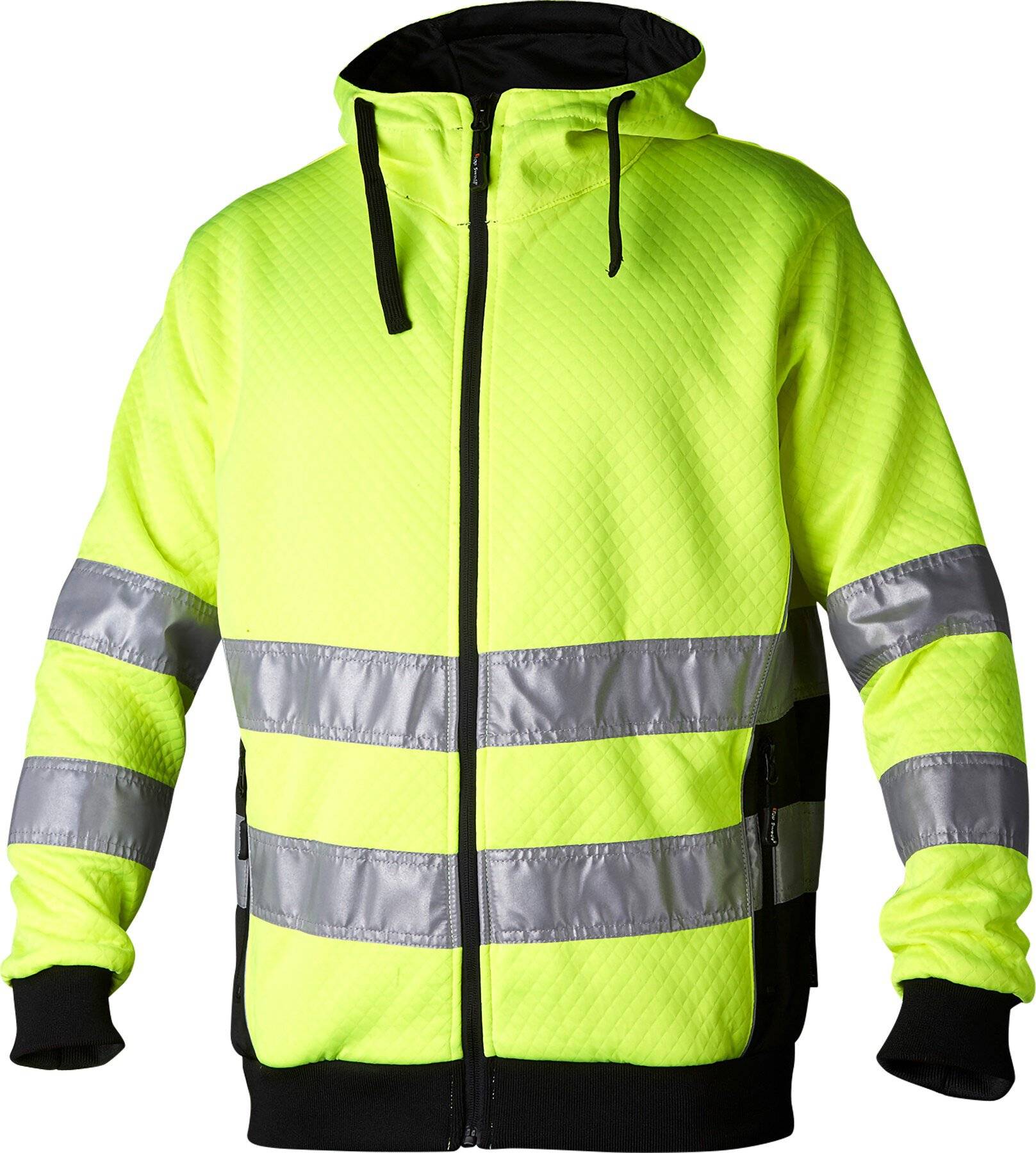 133 Felpa con zip integrale, Unisex, giallo fluorescente/nero, 3XL-0