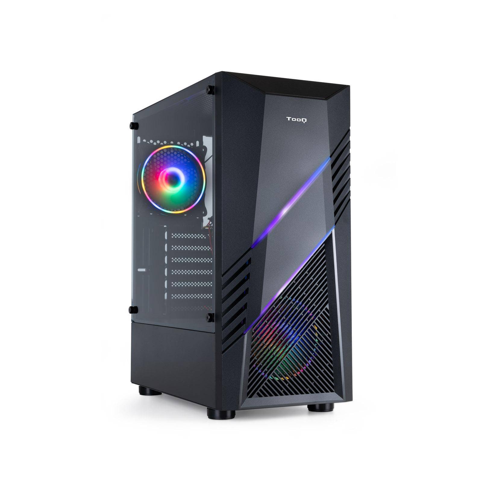 Tooq Biohazard ATX/Micro-ATX/Mini-ITX RGB Gaming Mid-Tower Case - Pannello laterale in vetro temperato - Dimensioni unit-0