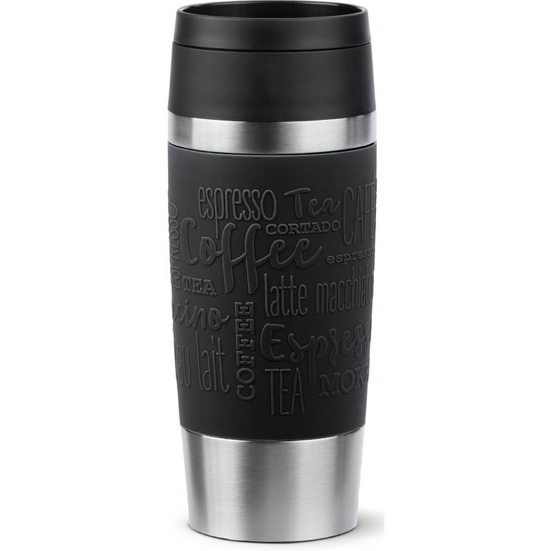emsa Isolierbecher TRAVEL MUG Classic, 0,36 L., schwarz hochwertiger, vakuumisolierter Edelstahlkörper, spül - 1 Stück (