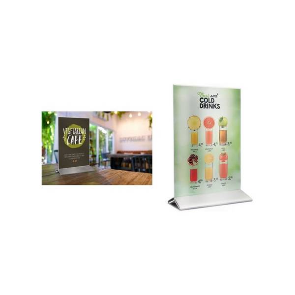 Display da tavolo - A5 - base acciaio - Securit