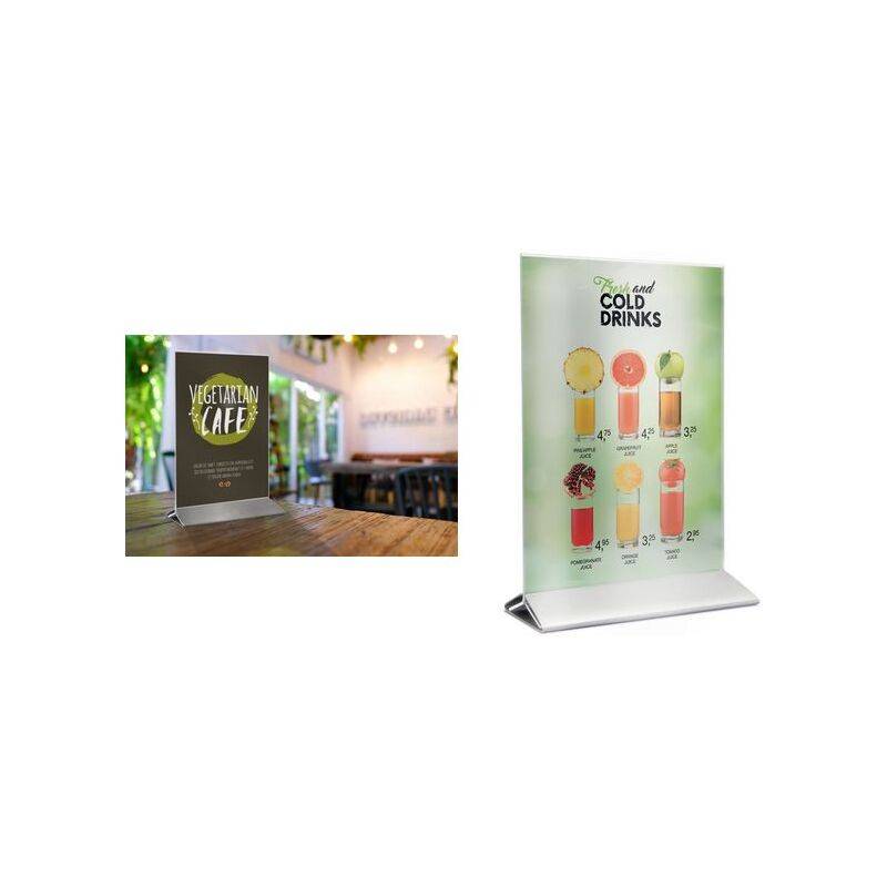 Display da tavolo - A5 - base acciaio - Securit-0