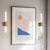 Applique Da Parete Moderno Stelo Metallo Ottone Vetro 2 Luci Led 7W