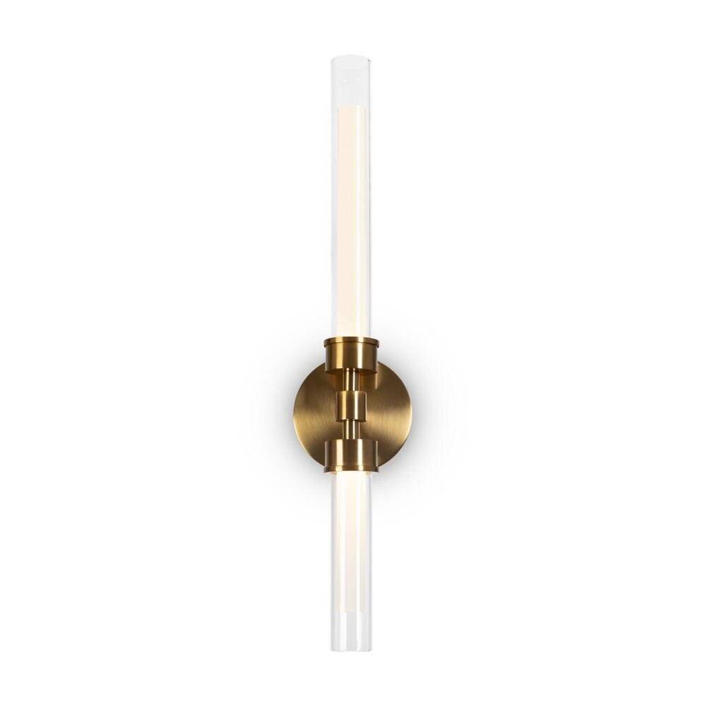Applique Da Parete Moderno Stelo Metallo Ottone Vetro 2 Luci Led 7W-2
