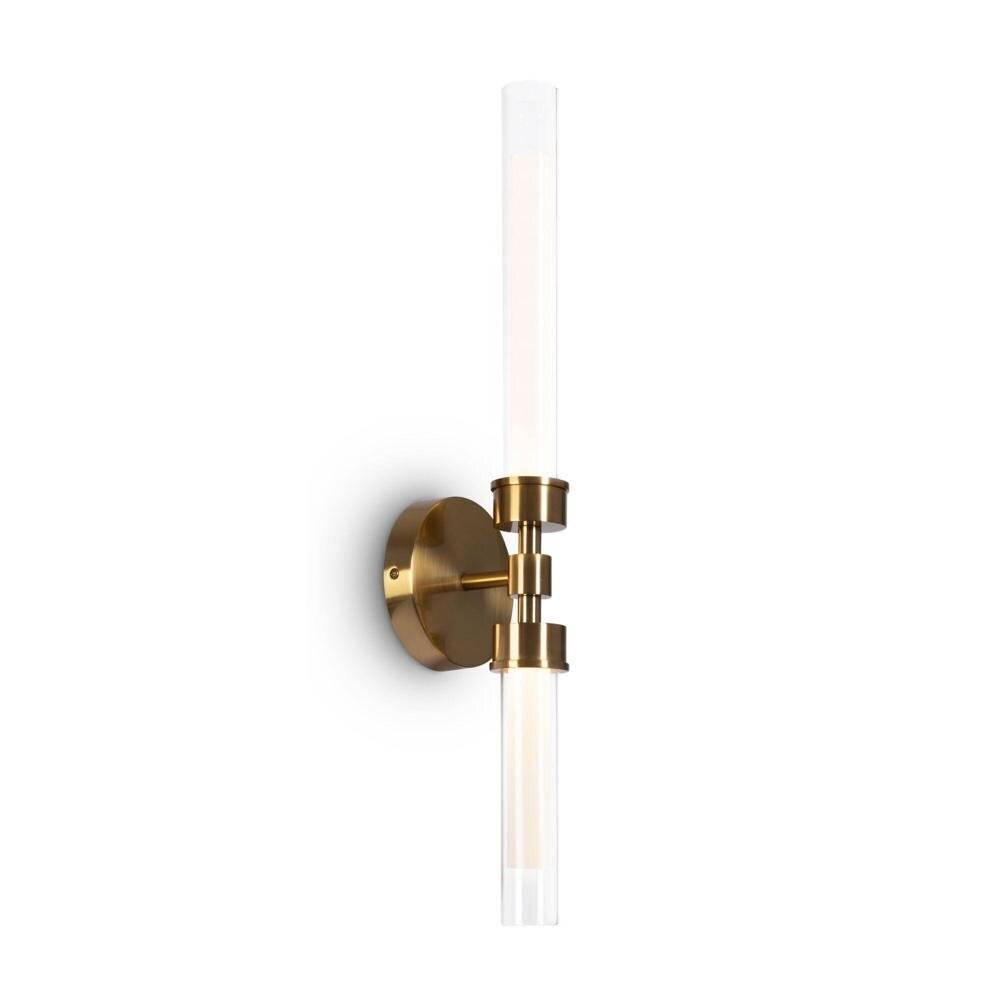 Applique Da Parete Moderno Stelo Metallo Ottone Vetro 2 Luci Led 7W-3
