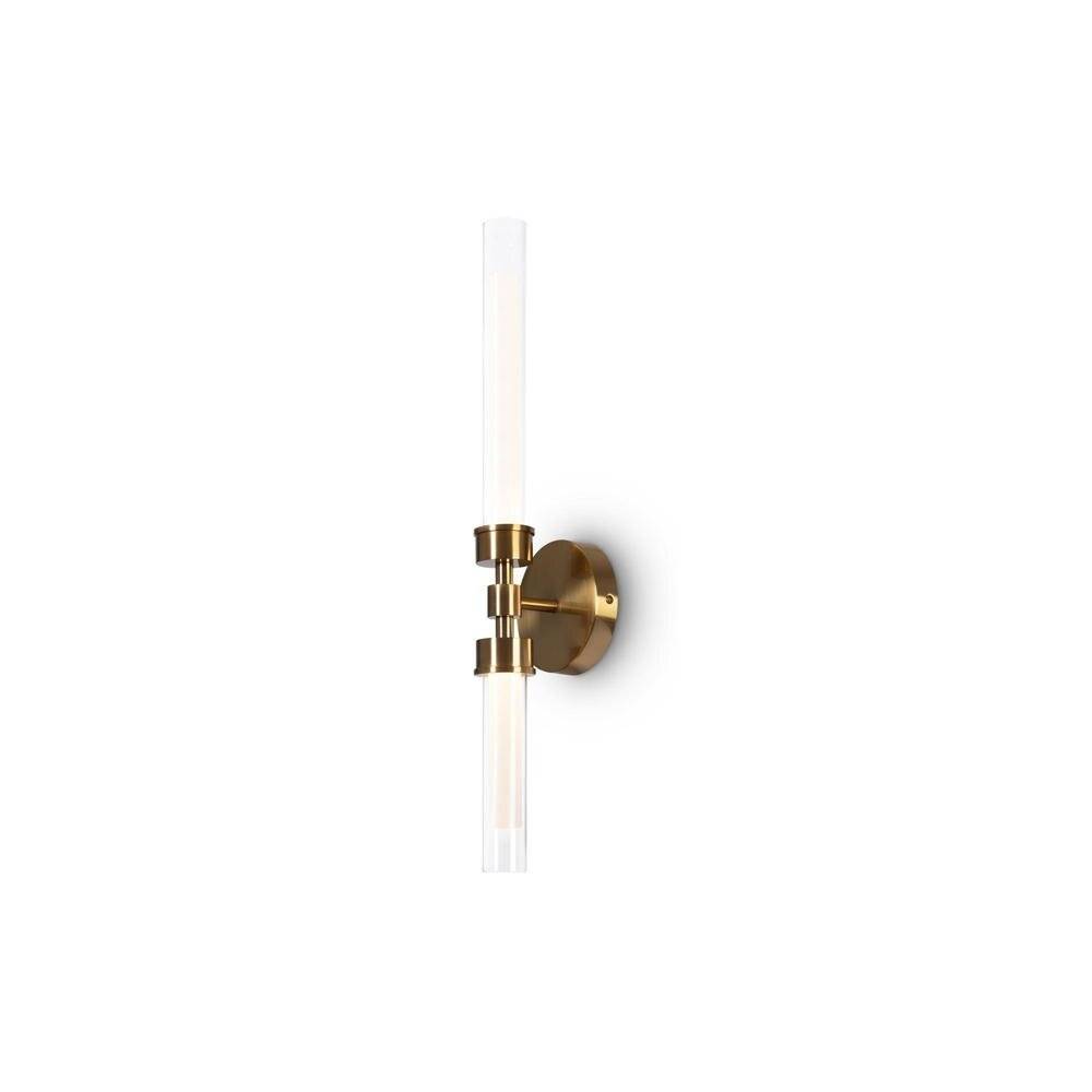 Applique Da Parete Moderno Stelo Metallo Ottone Vetro 2 Luci Led 7W-4