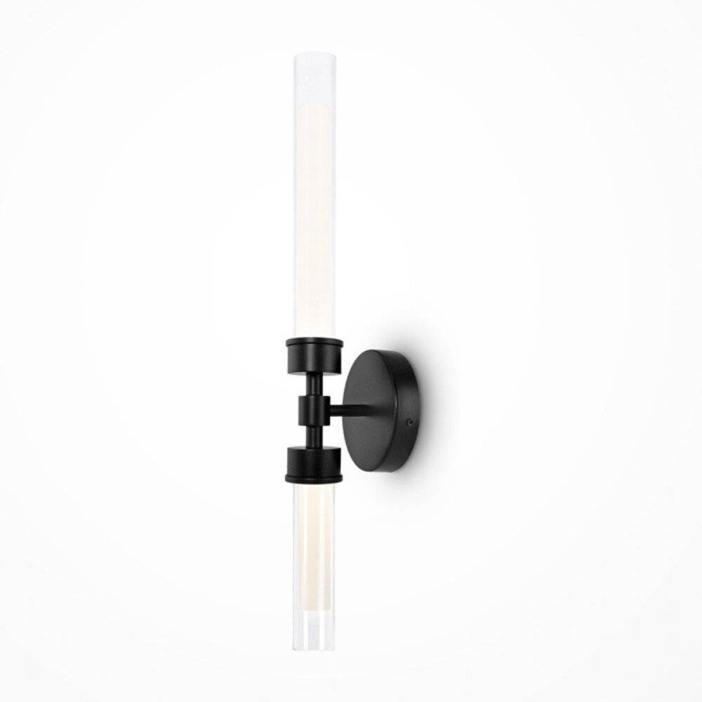 Applique Da Parete Moderno Stelo Metallo Nero Vetro 2 Luci Led 7W-0
