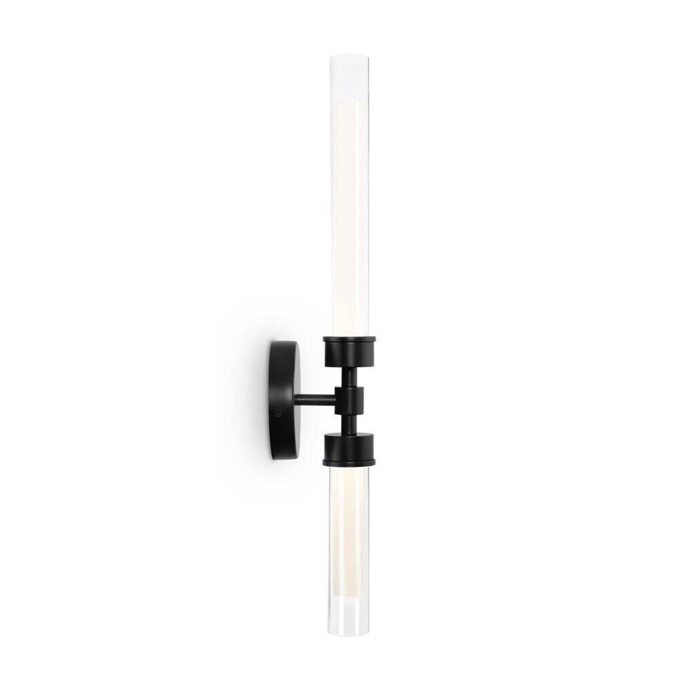 Applique Da Parete Moderno Stelo Metallo Nero Vetro 2 Luci Led 7W-1
