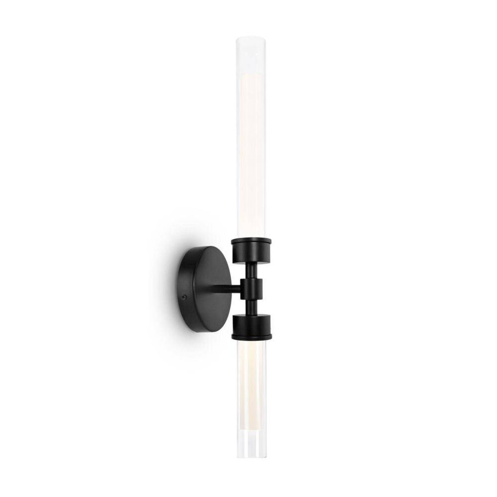 Applique Da Parete Moderno Stelo Metallo Nero Vetro 2 Luci Led 7W-2