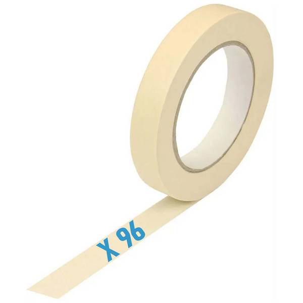 96 X Nastro Adesivo Di Carta Rotolo 19mm X 50mt Carrozzeria Imbianchino Cartone