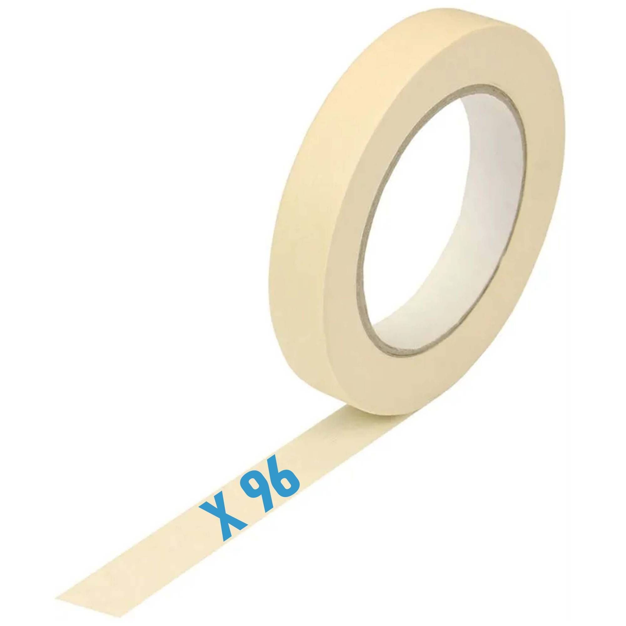 96 X Nastro Adesivo Di Carta Rotolo 19mm X 50mt Carrozzeria Imbianchino Cartone-0