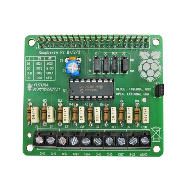 Shield espansione ADC 8CH per Raspberry Pi-2