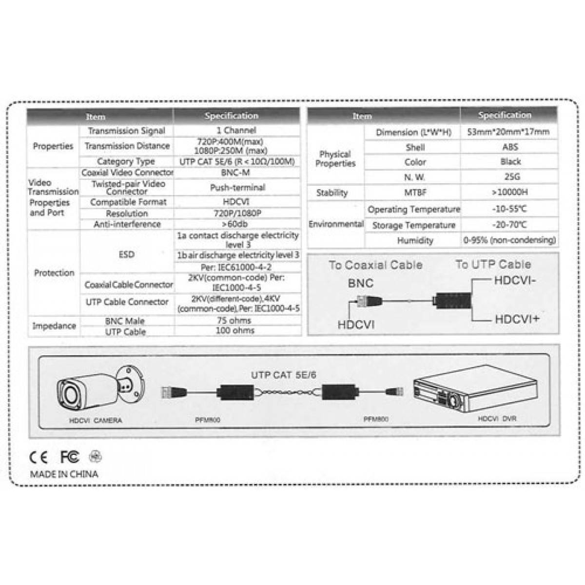 Dahua PFM800-4K 1-CH Bilanciamento Video Passivo-4