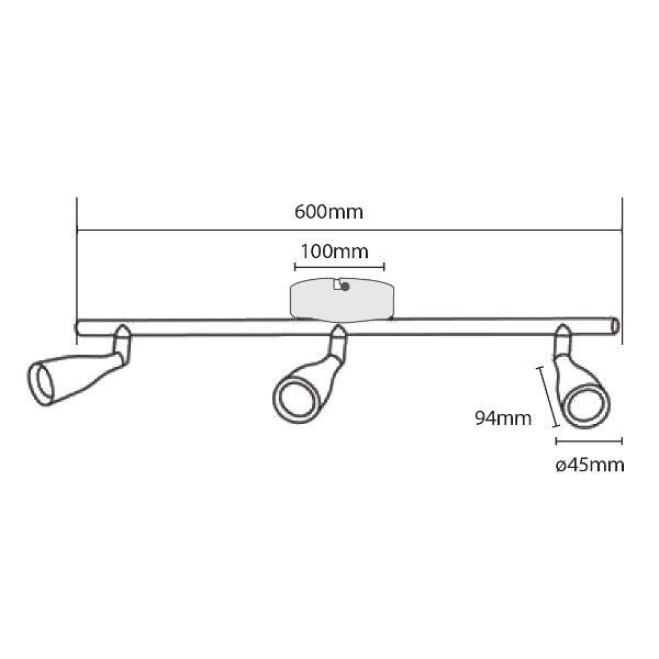 Lampada da muro Led 13.5W (3x4.5W) Wall Light colore nero V-TAC VT-813 3000K-3