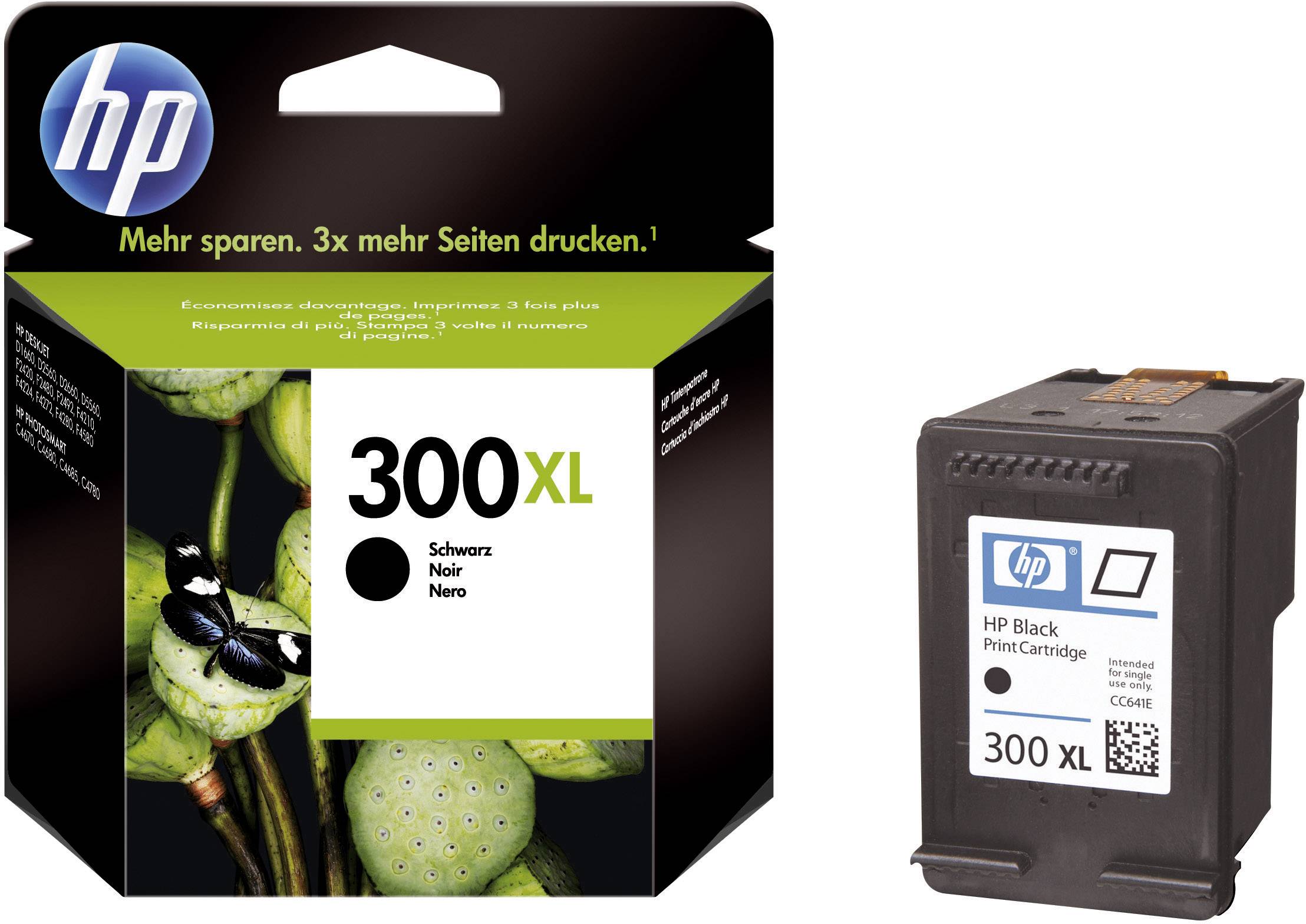 HP 300XL Cartuccia Originale Nero CC641EE Inchiostro