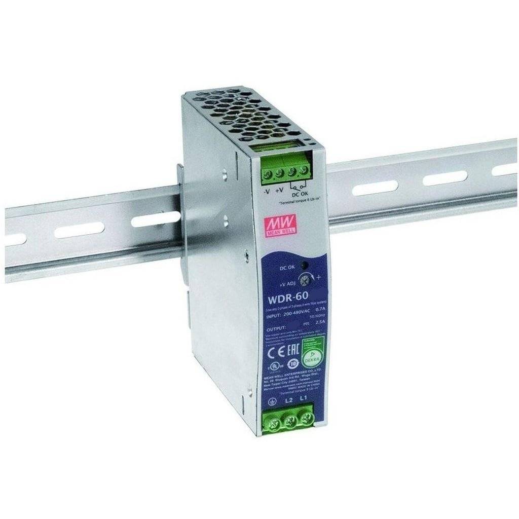 WDR-60-12 - Mean Well - Alimentatore guida Din 480W - Uscita 12V,-0