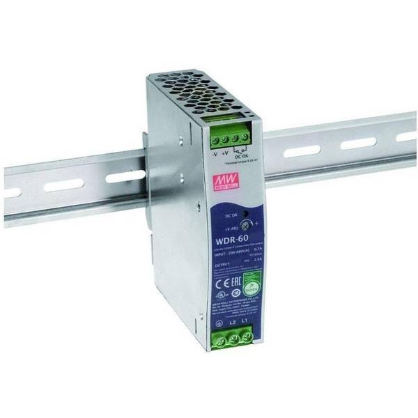WDR-60-12 - Mean Well - Alimentatore guida Din 480W - Uscita 12V,
