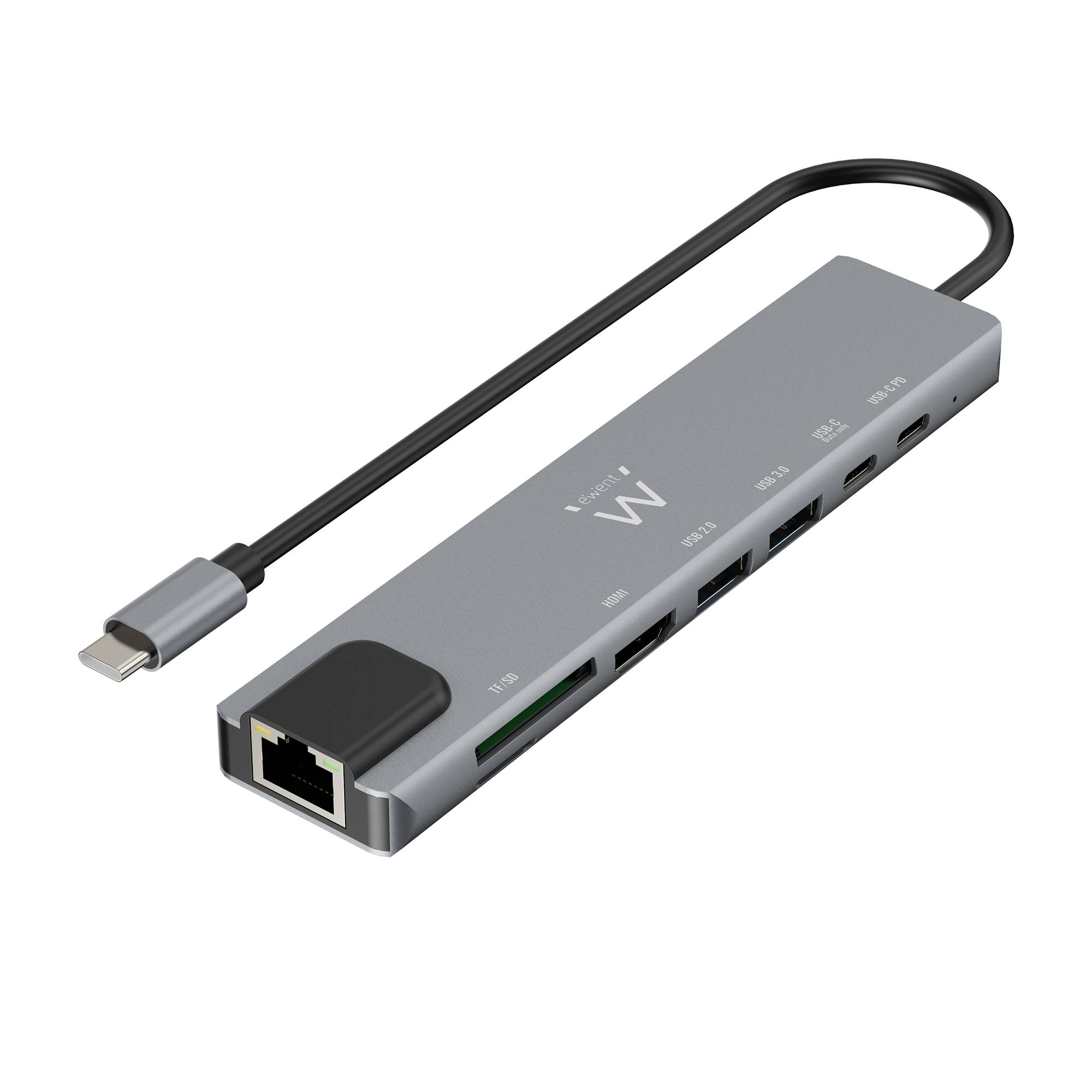 USB-C a Dock multiporta 8 in 1, HDMI 4K | 87W | 1x USB-C PD | 1x USB-C | 2x USB-A | LAN | Cardreader-0