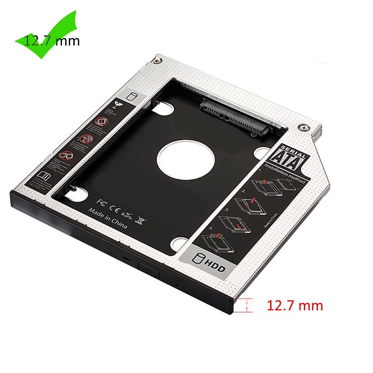 Adattatore HDD/SSD SATA III per drive CD/DVD/Blu-Ray altezza 12.7mm-3