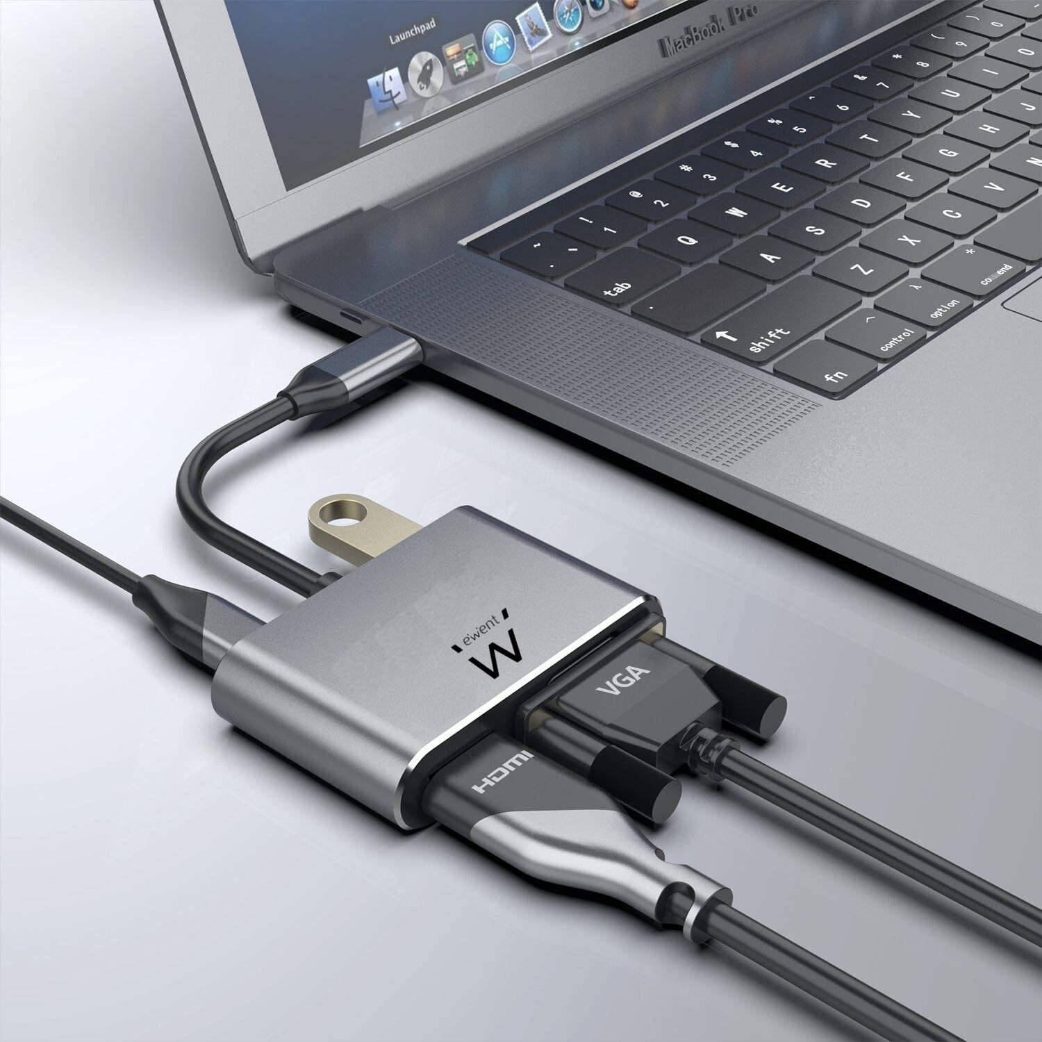 USB-C a Dock multiporta 4 in 1, HDMI 4K, VGA, USB 3.2 Gen1, USB-C PD 60W-1
