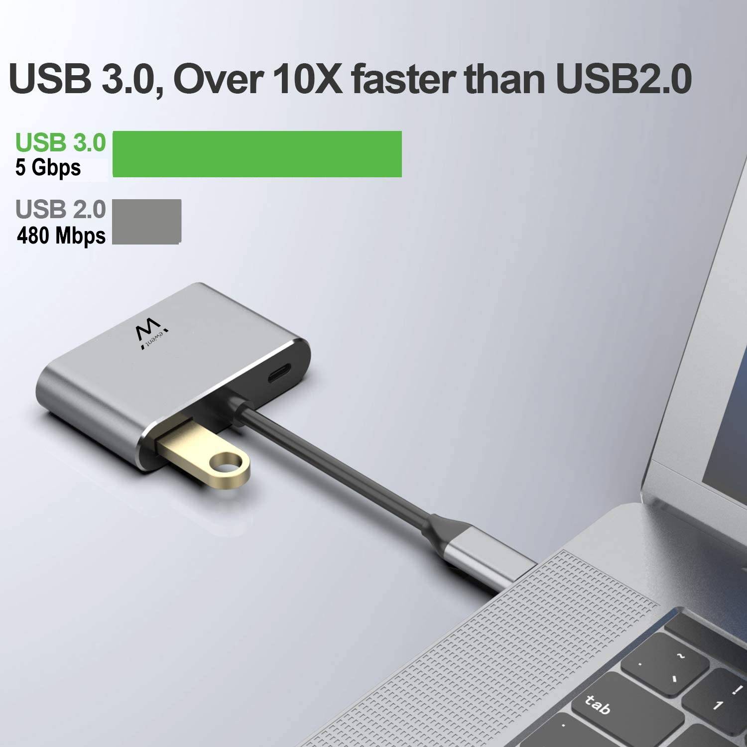 USB-C a Dock multiporta 4 in 1, HDMI 4K, VGA, USB 3.2 Gen1, USB-C PD 60W-3