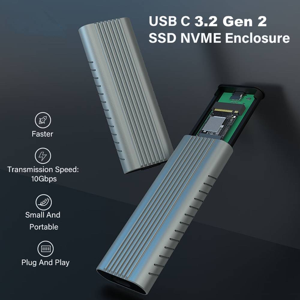 Box per SSD M.2 NVMe/PCIe senza viti USB-C 3.2 Gen2-4