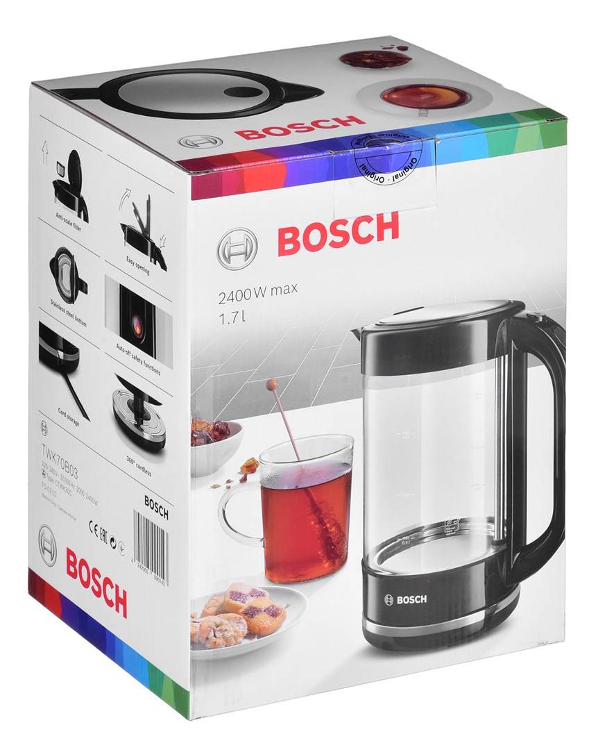 Bosch TWK70B03 bollitore elettrico 1,7 L 2400 W Nero, Trasparente (Bosch TWK70B03 - kedel - sort)-4