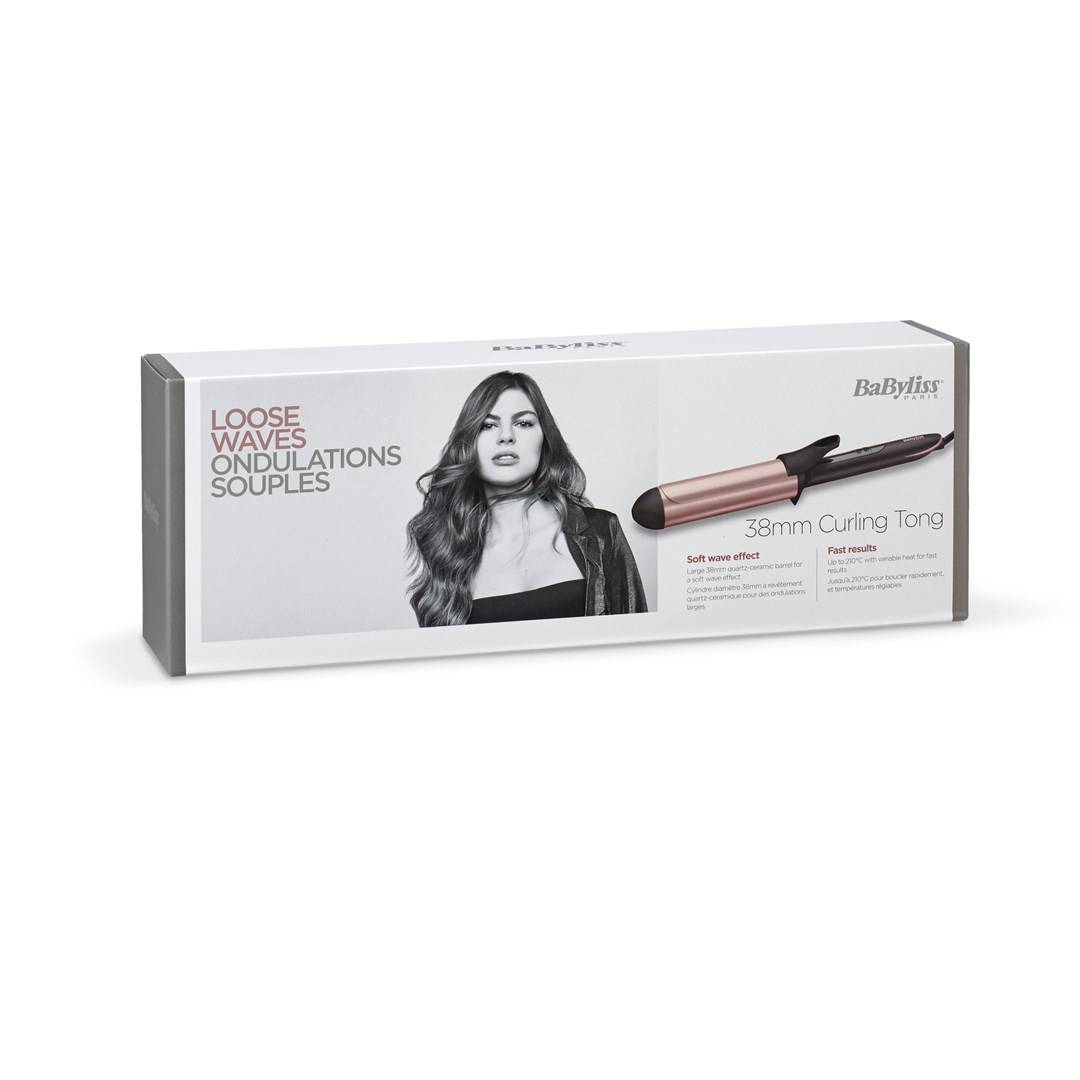 BaByliss 38 mm Curling Tong Ferro per ricci Caldo Nero, Rosa 2,5 m-6