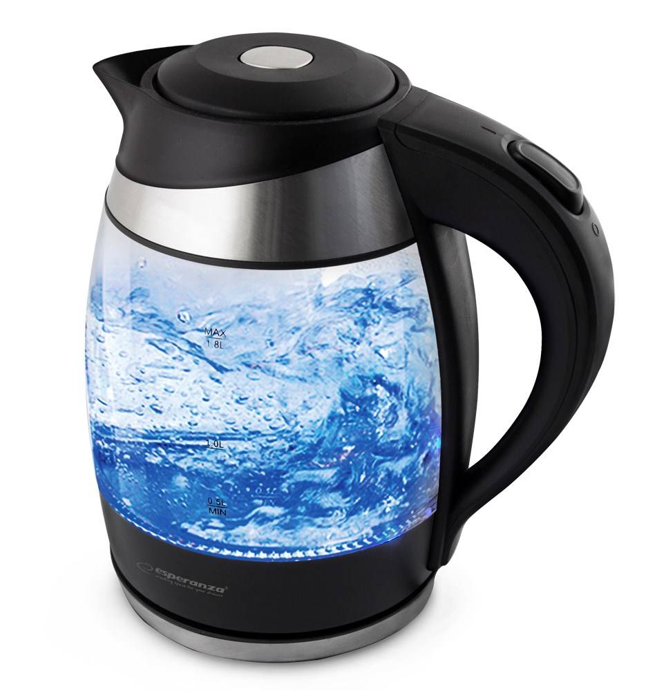 Bollitore Elettrico con Teiera Esperanza EKK009 Nero Vetro Plastica 2200 W 1.8 L-0
