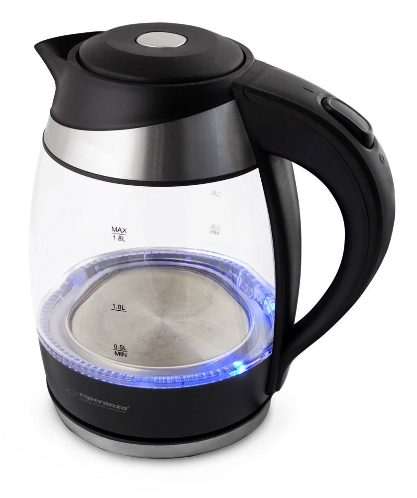 Bollitore Elettrico con Teiera Esperanza EKK009 Nero Vetro Plastica 2200 W 1.8 L-1