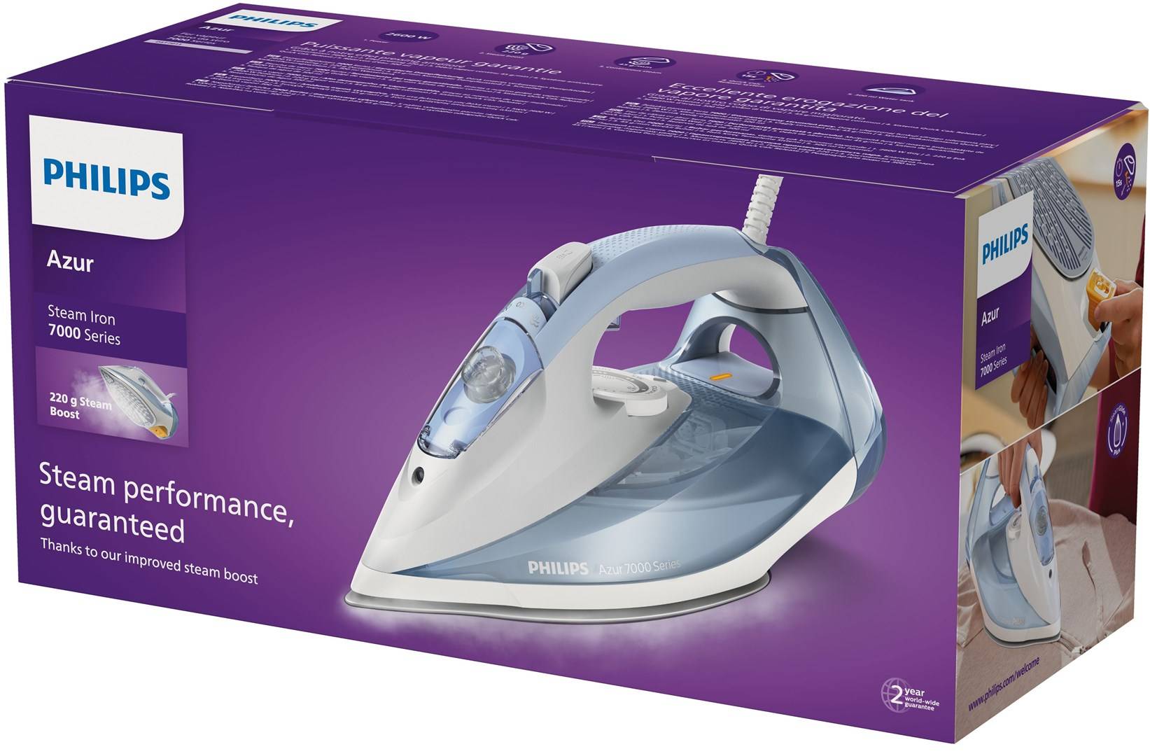 Philips 7000 series DST7011/20 Ferro da stiro a vapore HV azzurro chiaro/grigio-1