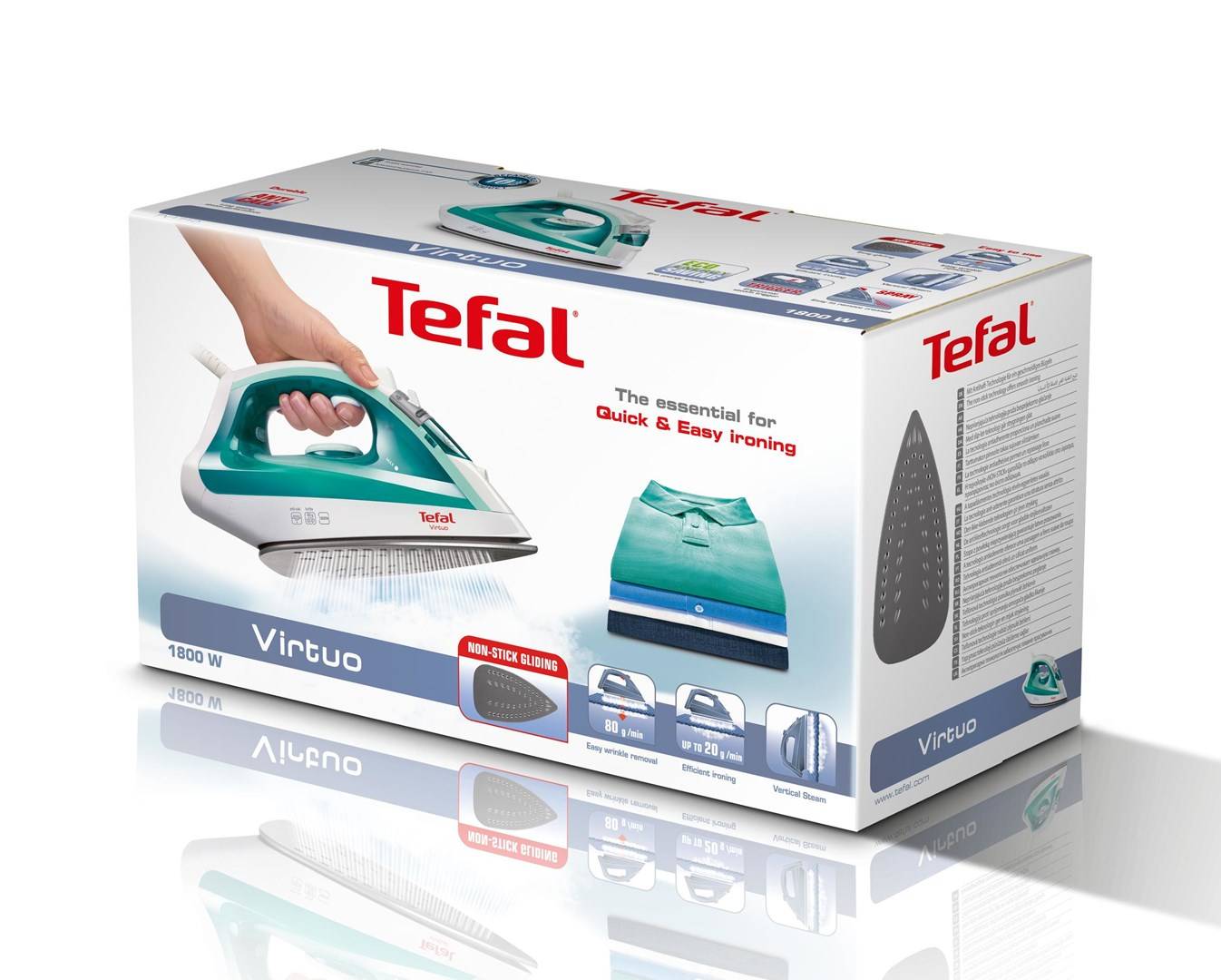 Tefal Virtuo FV1710 Bügeleisen Dampfbügeleisen 1800 W Grün - Weiß (FV1710)-4