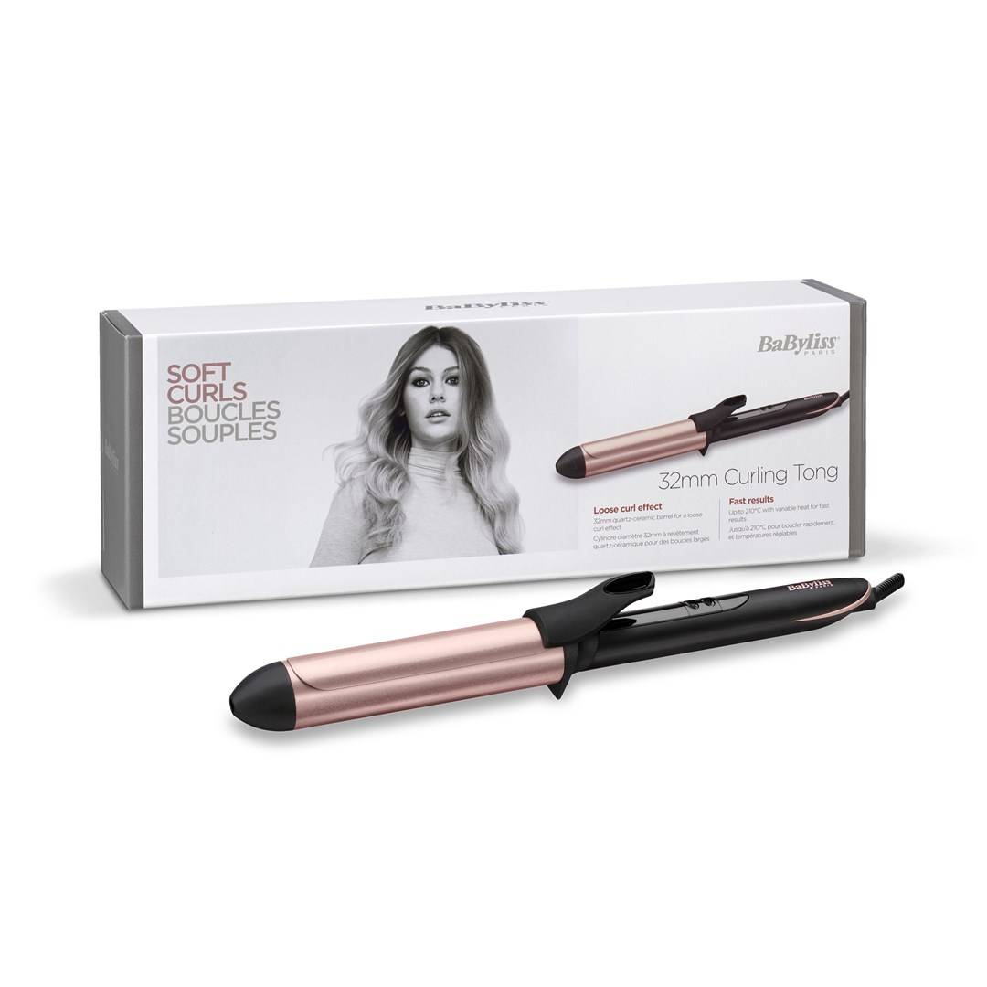 BaByliss 32mm Curling Tong Ferro per ricci Caldo Nero Rosa 2.5 m-2