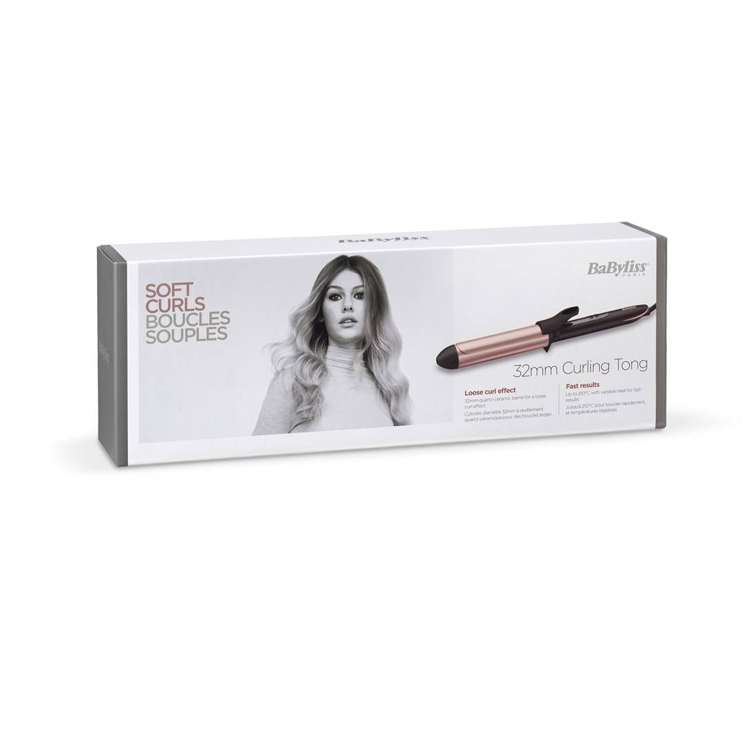 BaByliss 32mm Curling Tong Ferro per ricci Caldo Nero Rosa 2.5 m-4