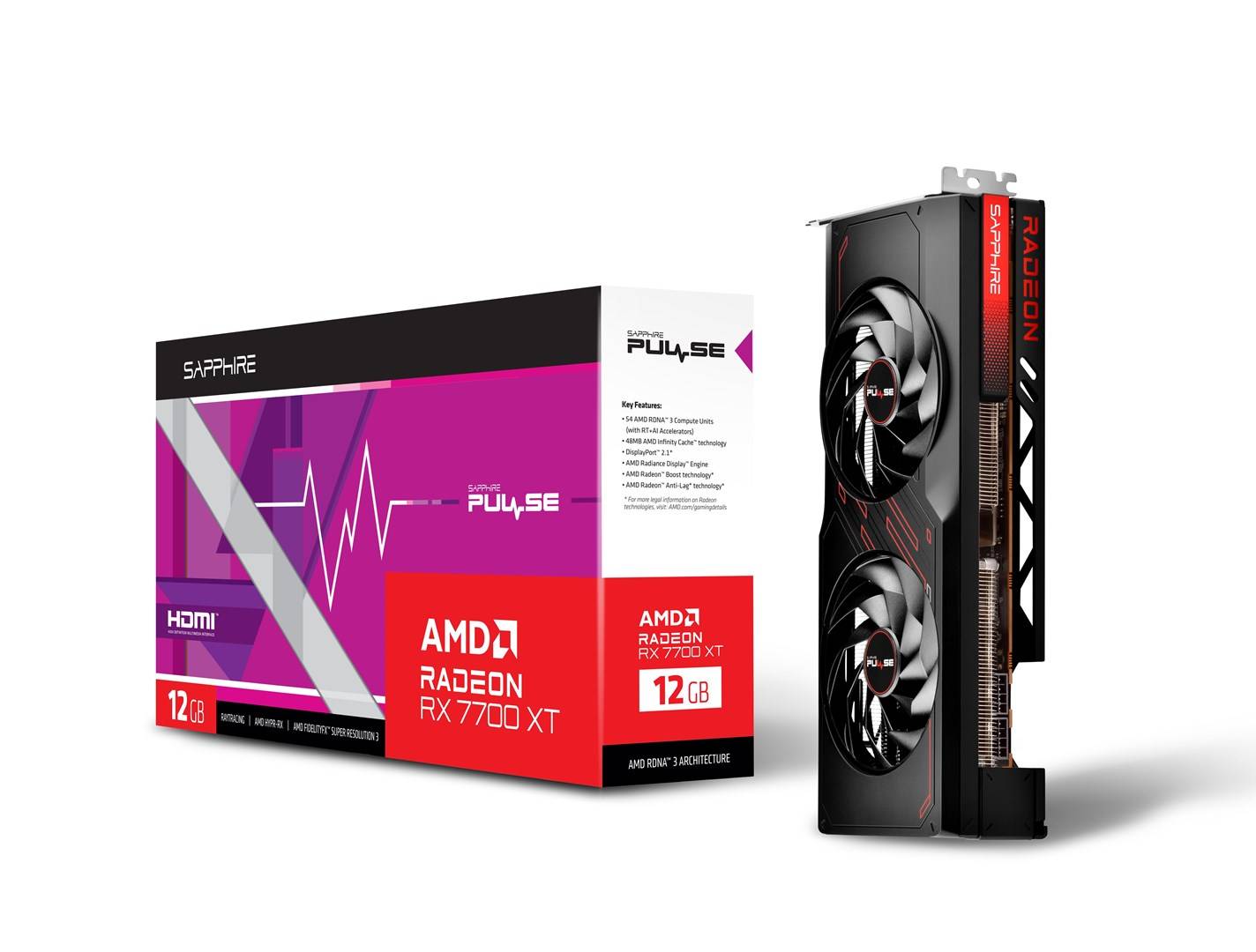 Sapphire Scheda grafica AMD Radeon RX 7700 XT PULSE 12 GB RAM GDDR6 PCIe x16 HDMI ™, DisplayPort AMD FreeSync , Vulcano-10