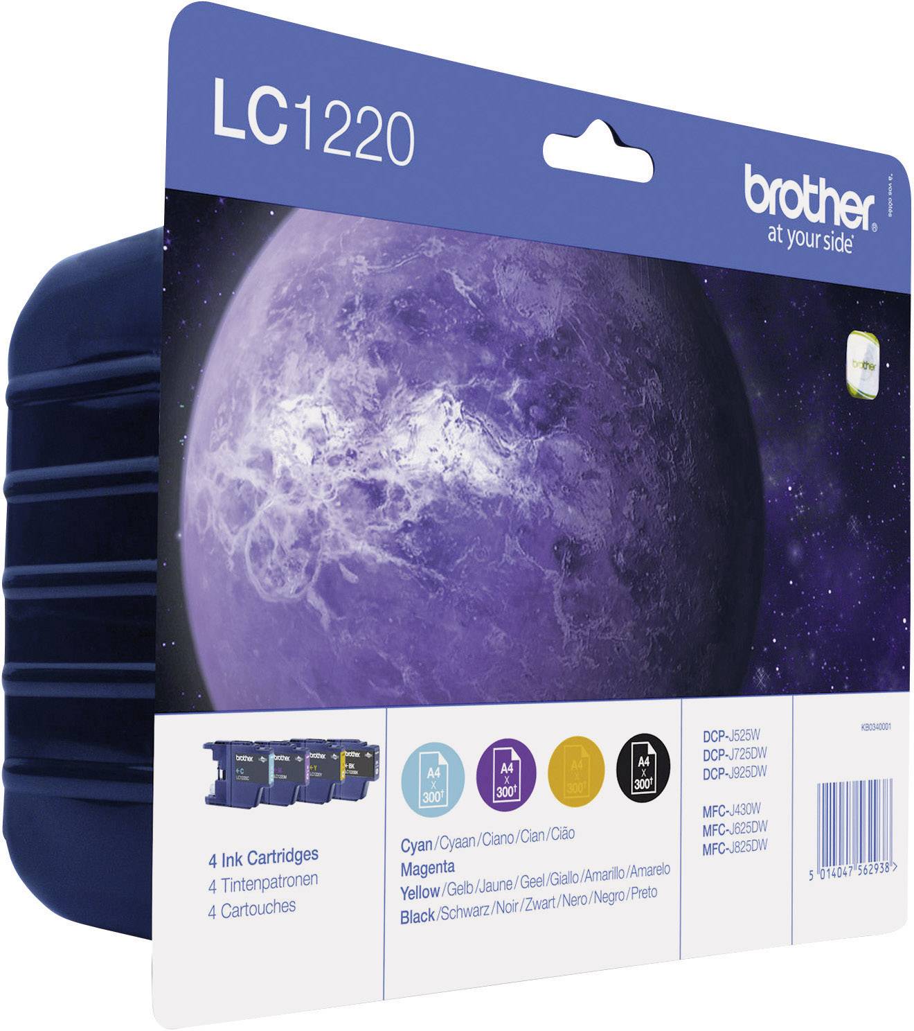 Brother Cartuccia LC-1220 Originale Imballo multiplo Nero, Ciano, Magenta, Giallo LC1220VALBPDR