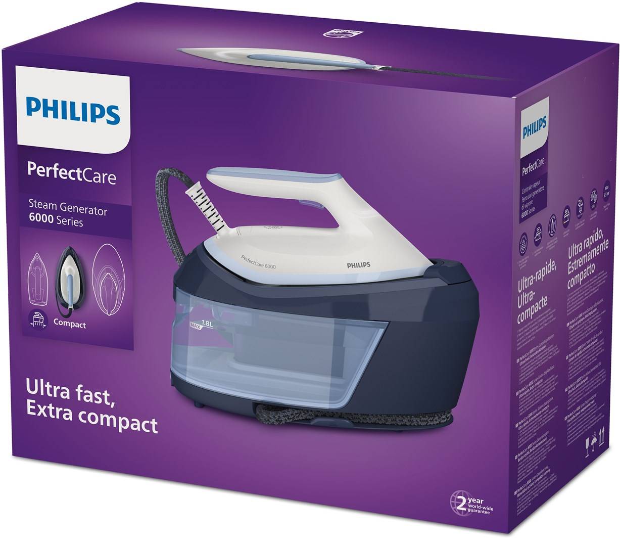Philips 6000 series PerfectCare PSG6026/20, Ferro da stiro generatore di vapore, 2400W, 1.8L-2