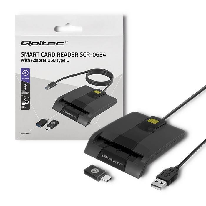 Qoltec SCR-0634 SMART chip card reader-0