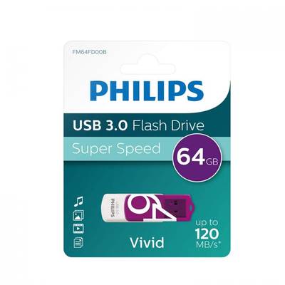Philips VIVID Chiavetta USB 64 GB Viola FM64FD00B/00 USB 3.2 Gen 1 (USB 3.0)