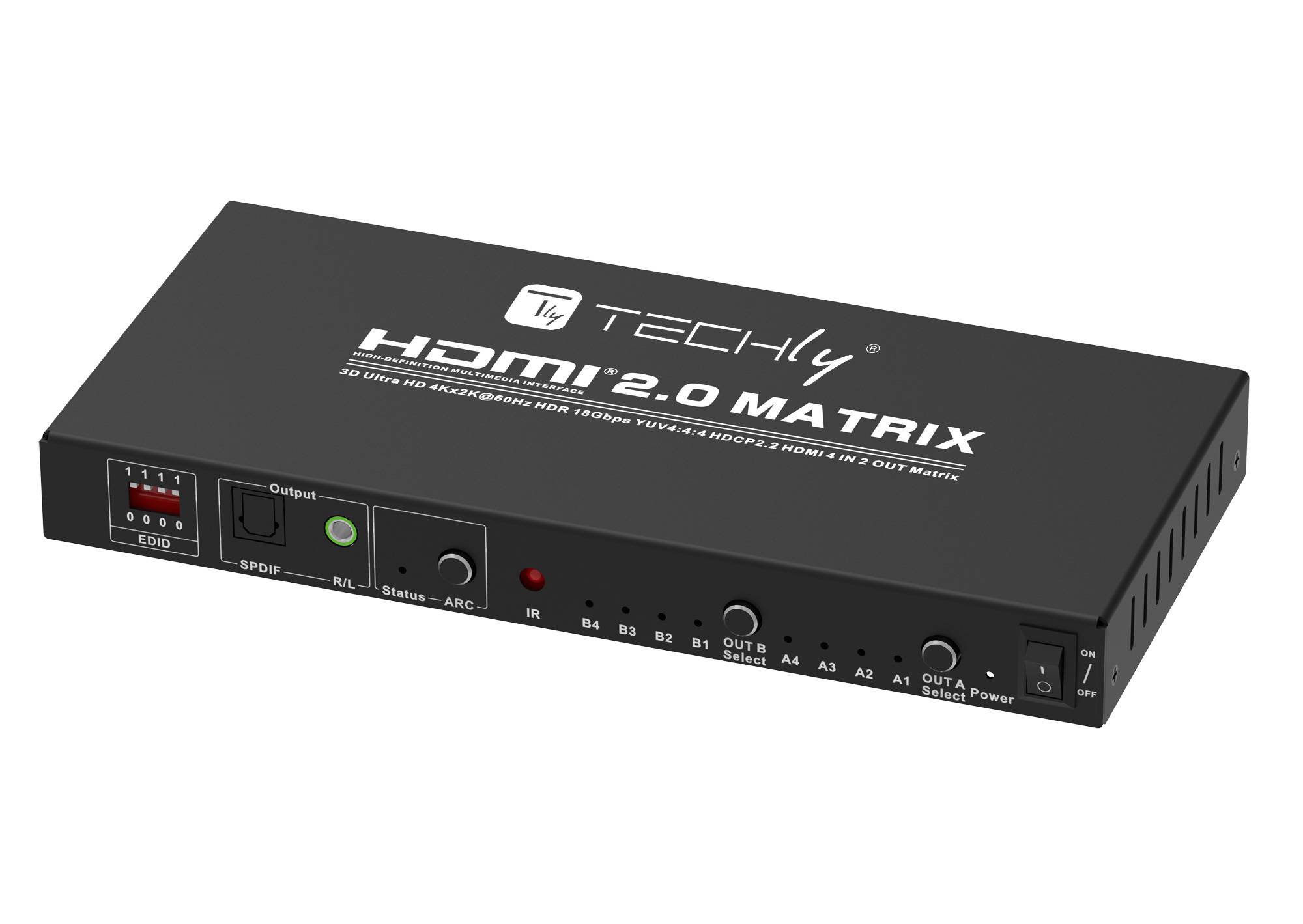 TECHLY Switch Matrix HDMI 2.0 4x2 3D Ultra HD 4K HDCP HDR Nero-1
