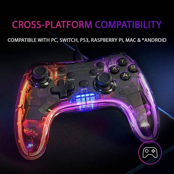 Mars Gaming MGP-C, Gamepad RGB, Doppia Vibrazione Aptica, per PC, Switch, PS3, Raspberry Pi, Mac, Android-5