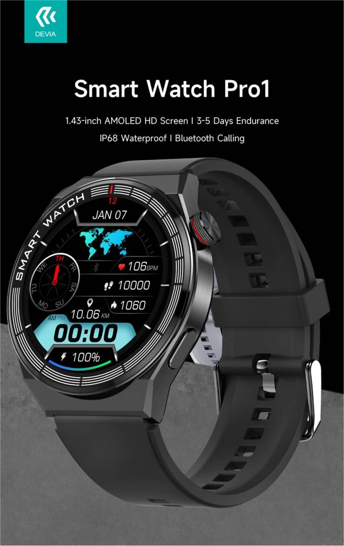 DEVIA Smart Watch Pro1 EM705 IP68 Display Amoled HD Nero-1