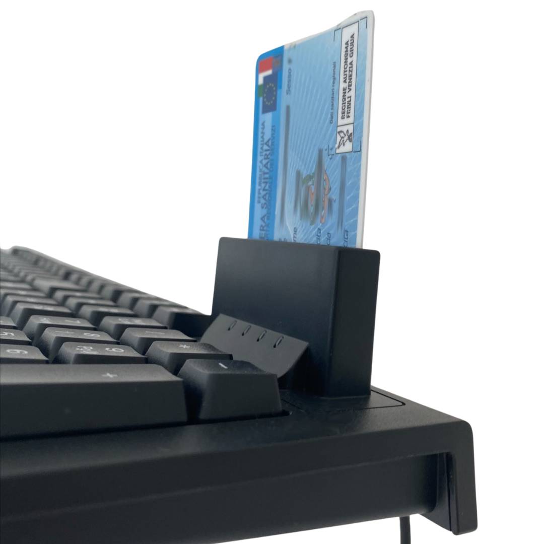 TECHLY Tastiera USB con Lettore Smart Card Integrato per CNS CIE e CRS Tessera Sanitaria Nero-1