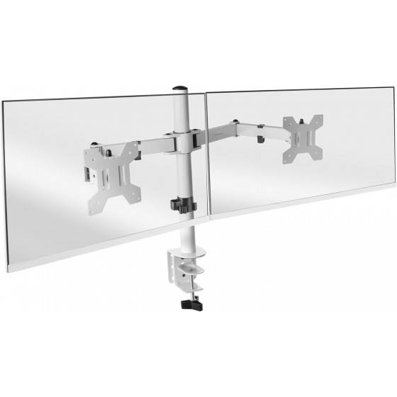 Mars Gaming MARM2 Bianco, Supporto per Dual Monitor fino a 27", Altezza regolabile, Telaio Robusto, VESA75 e VESA100-4