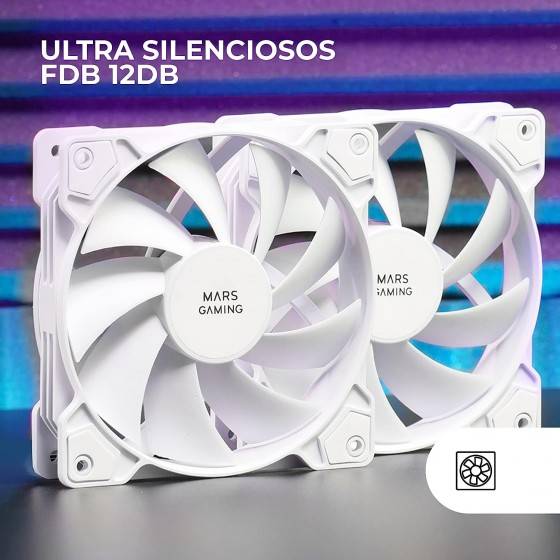 LOT DE 2 VENTILATEURS BOITIER MARS GAMING MF-PROX2 - 12CM (BLANC)-5