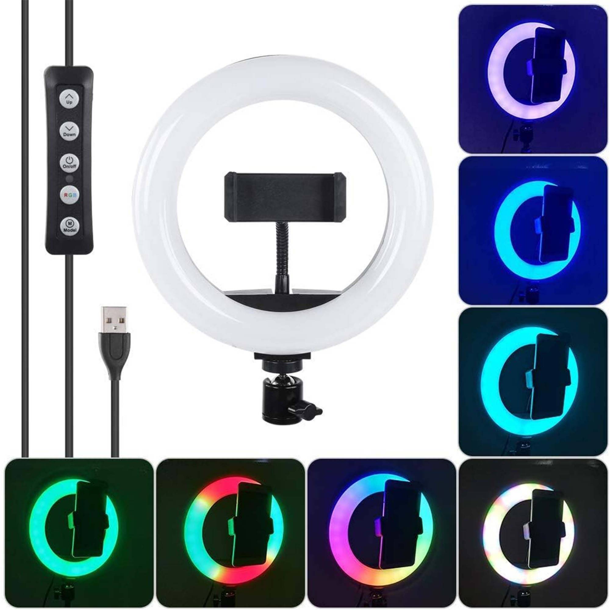 Luce Lampada Ad Anello Led Rgb Dimmerabile Selfie Webcam Youtube Fotografia-2